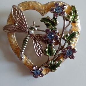 KC Vintage brooch Dragonfly and flowers
